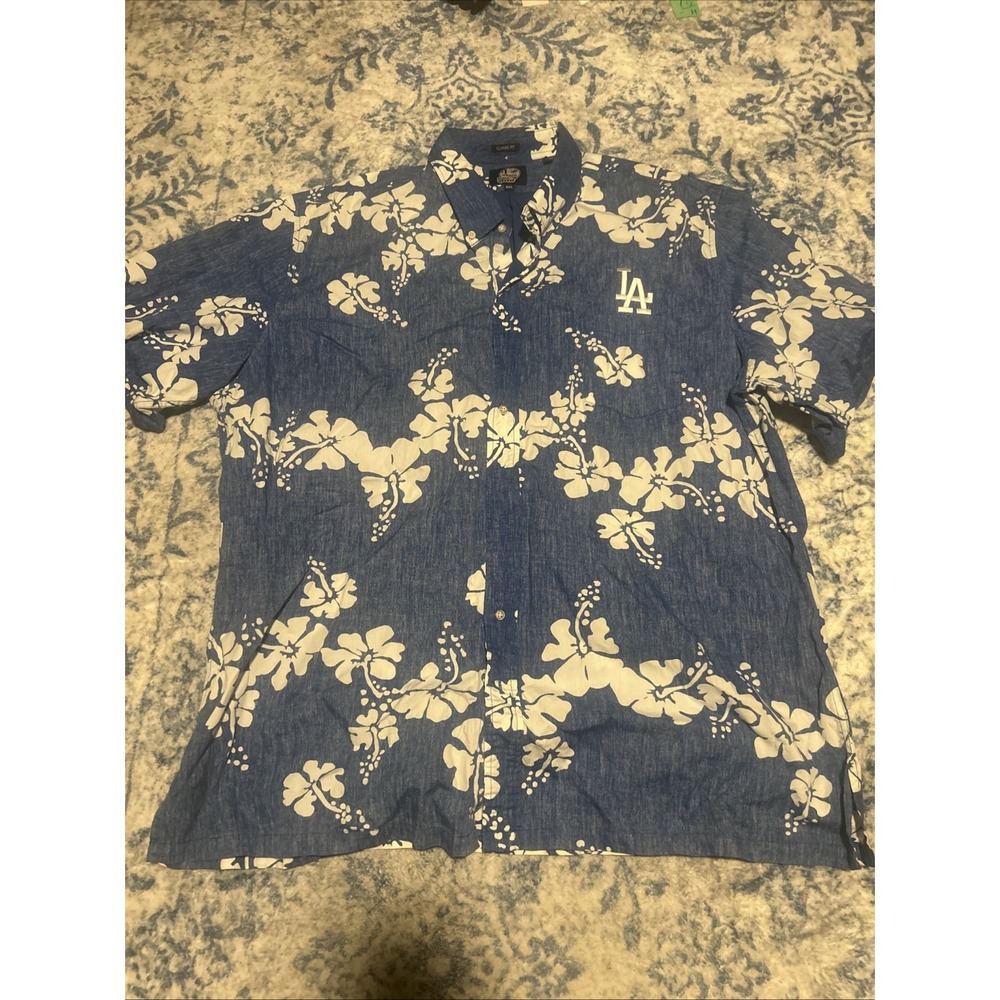 Reyn Spooner x LA Angels Shirt Mens 3XL Blue Aloha Print Classic Fit Baseball